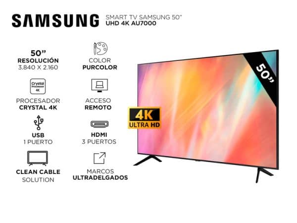 Smart Tv Samsung Series 7  UN50AU7000GCZB 4K 50" - Imagen 3