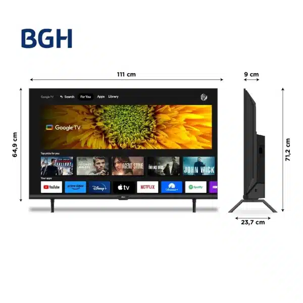 Televisor Smart TV BGH B5523US6G Android FHD 4K 55" - Imagen 3