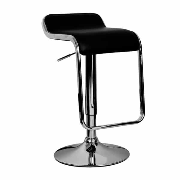 Banqueta Ecocuero con Respaldar Bajo y Apoya Pies Color Negro X2 Unidades