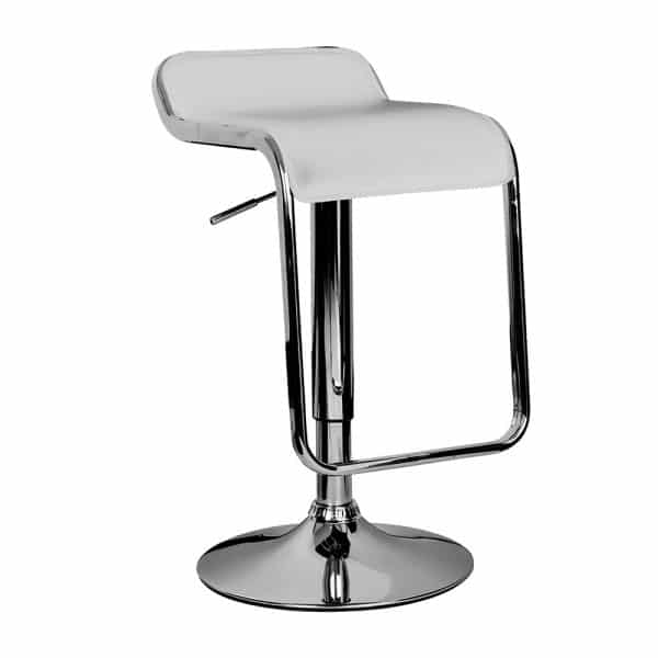 Banqueta Ecocuero con Respaldar Bajo y Apoya Pies Color Blanco X2 Unidades