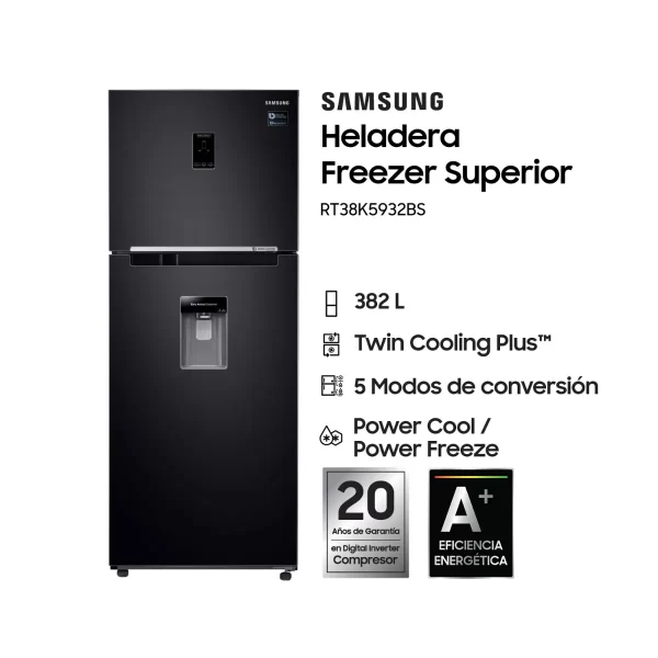 Heladera Samsung 382 Litros RT38K5932BS con dispenser - Imagen 9