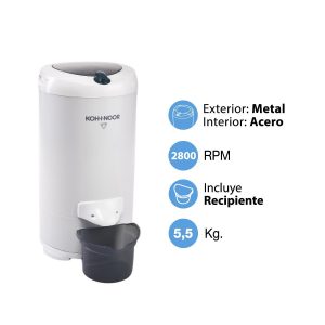 Secarropas Centrífugo Kohinoor B-655/2  5.5 KG Negro 2800 RPM