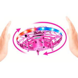 Mini Drone Ufo Luces Led Control Remoto Interactivo 360 Rosado